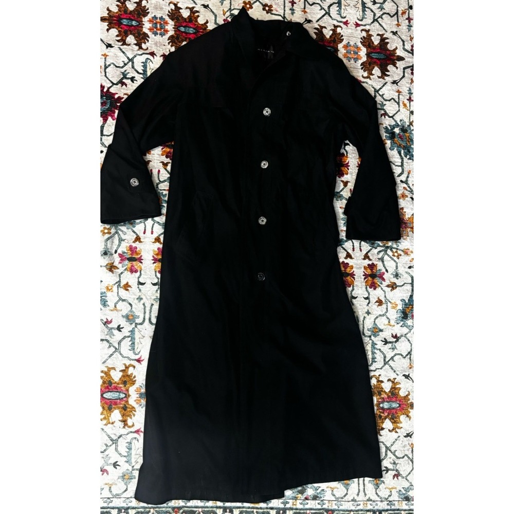 Gallery Trench Rain Coat Black Women's Size 6- Button Up